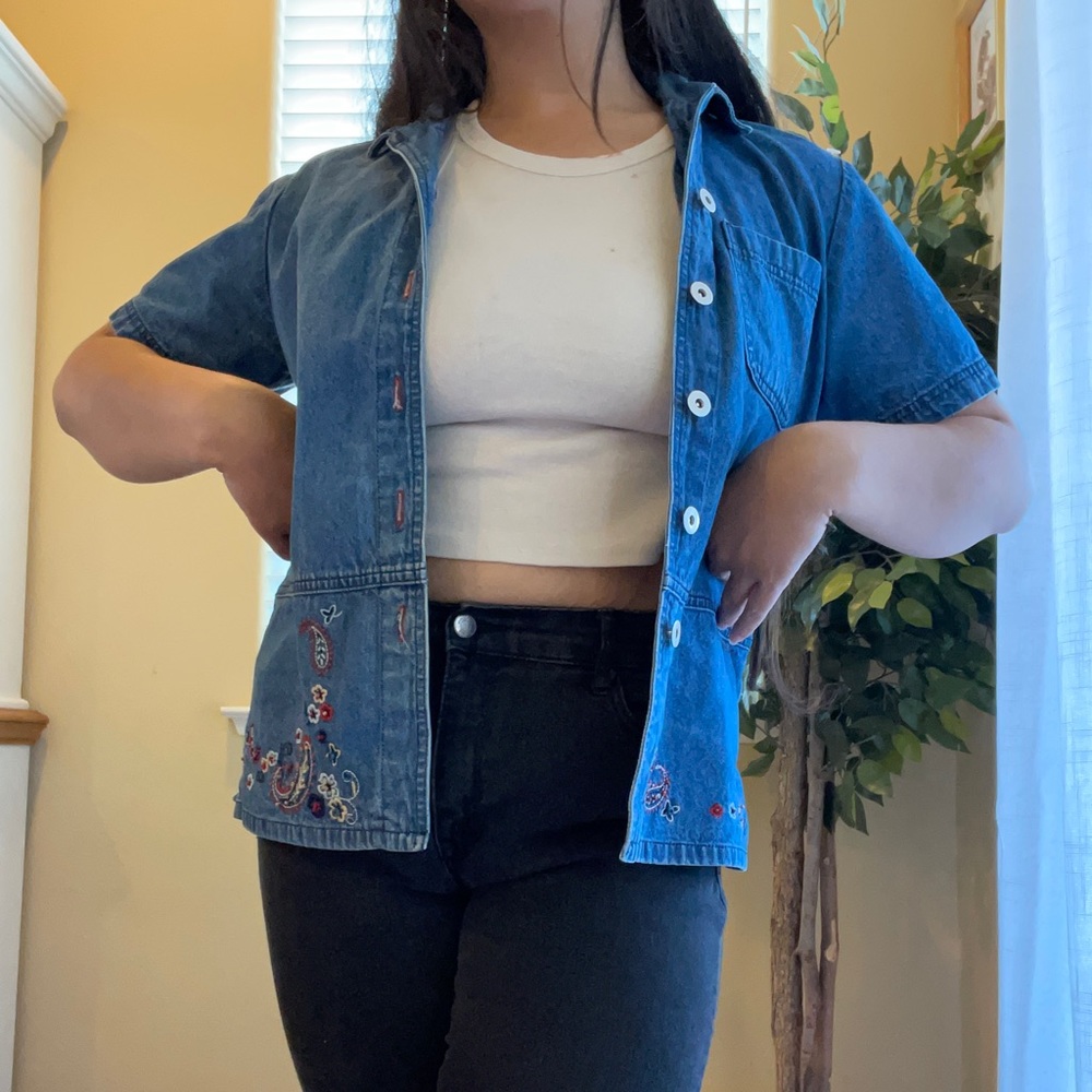 Denim Paisley Top